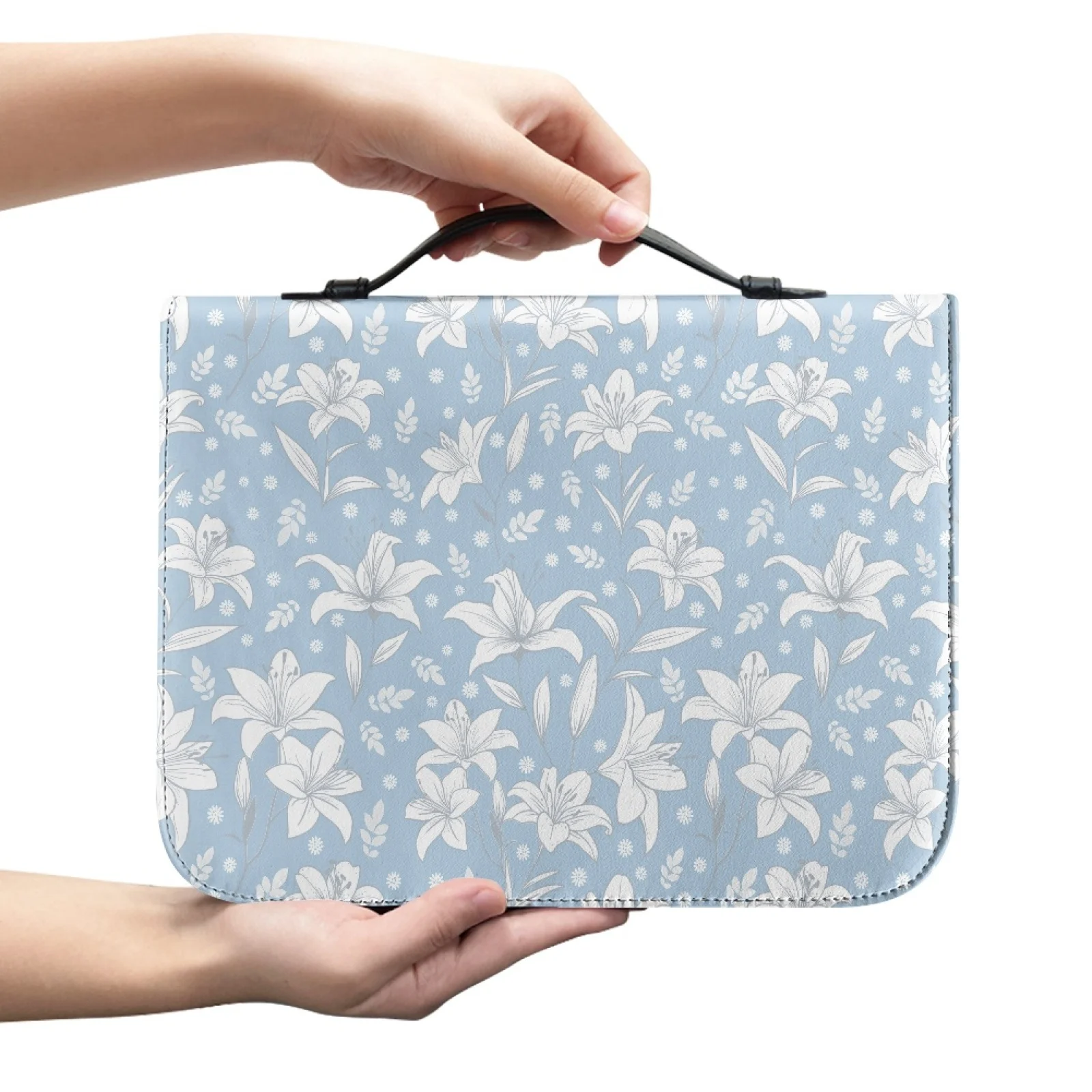 XIXIRIMIDO White Floral Pattern Waterproof Bible Covers for Outdoor PU Leather Church Bible Bag 2026 New