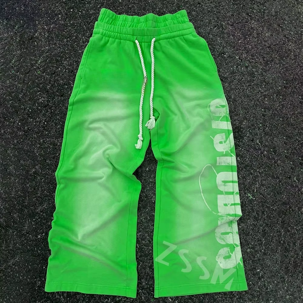 Sommer Hip-Hop Streetwear Schnelltrocknende Sport-Langhose für Männer und Frauen Vintage Patch-Buchstaben-Aufkleber-Design Elastische Taille Hose – Detail 7