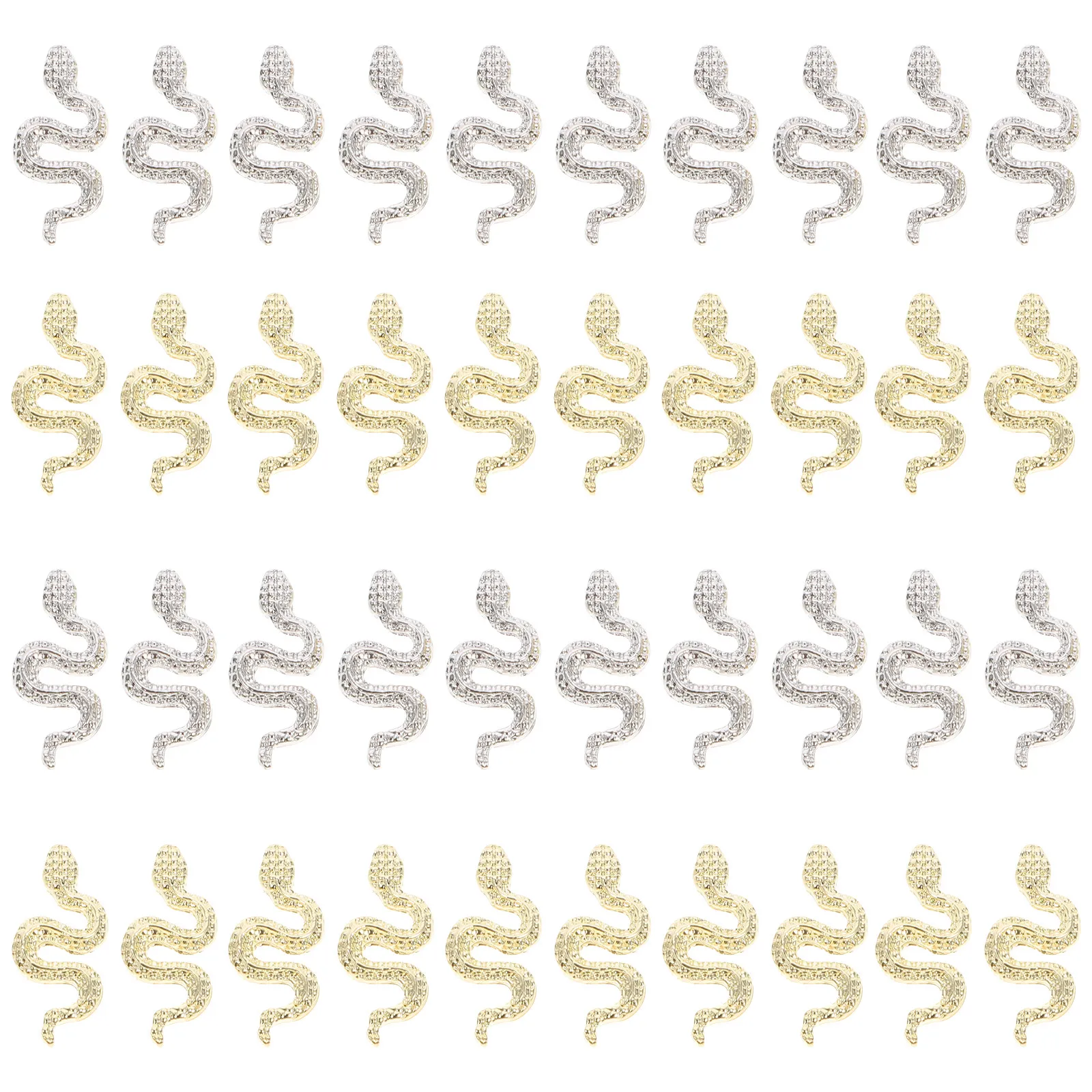 40Pcs Snake Charms for Nails 3D Nail Decorations Zinc Alloy Creative Fashion Nail Art Accessories Gift for Friends Ball Party