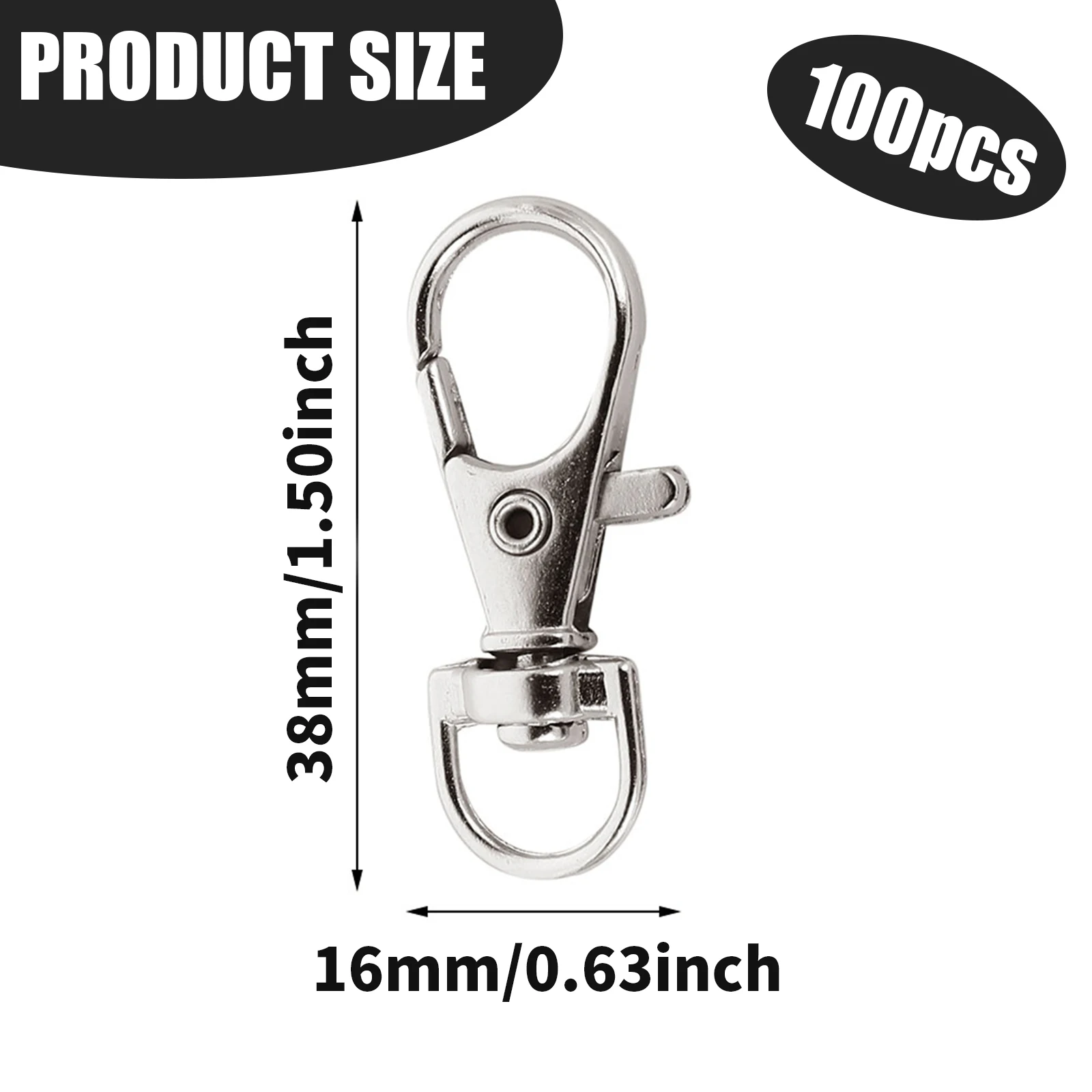 25–200 Stück drehbare Karabinerverschluss-Karabinerhaken aus Edelstahl, Schlüsselanhänger-Verschluss, D-Ring-Karabinerhaken für Schlüsselanhänger, Schmuck, DIY-Handwerk – Detail 8