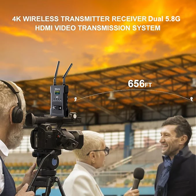 5G 4K Wireless Transmission System 1080P HDMI Extender Video Transmitter and Receiver Dual Display for Camera Live PC To TV 200m