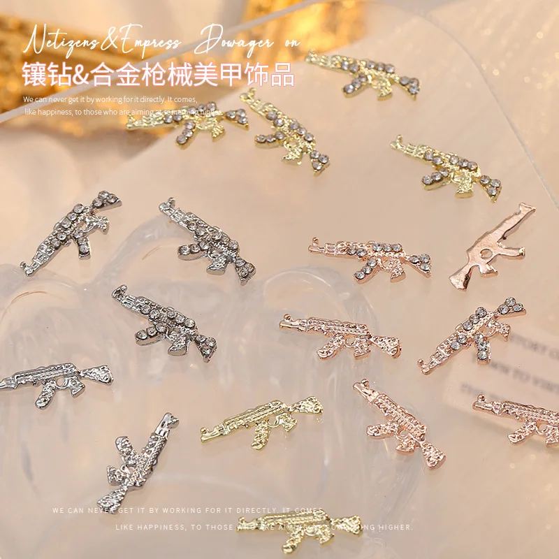 다이아몬드 장착 총 장식 합금 금속 네일 장식 시뮬레이션, 제다이 무기 모델 액세서리, 네... - 4