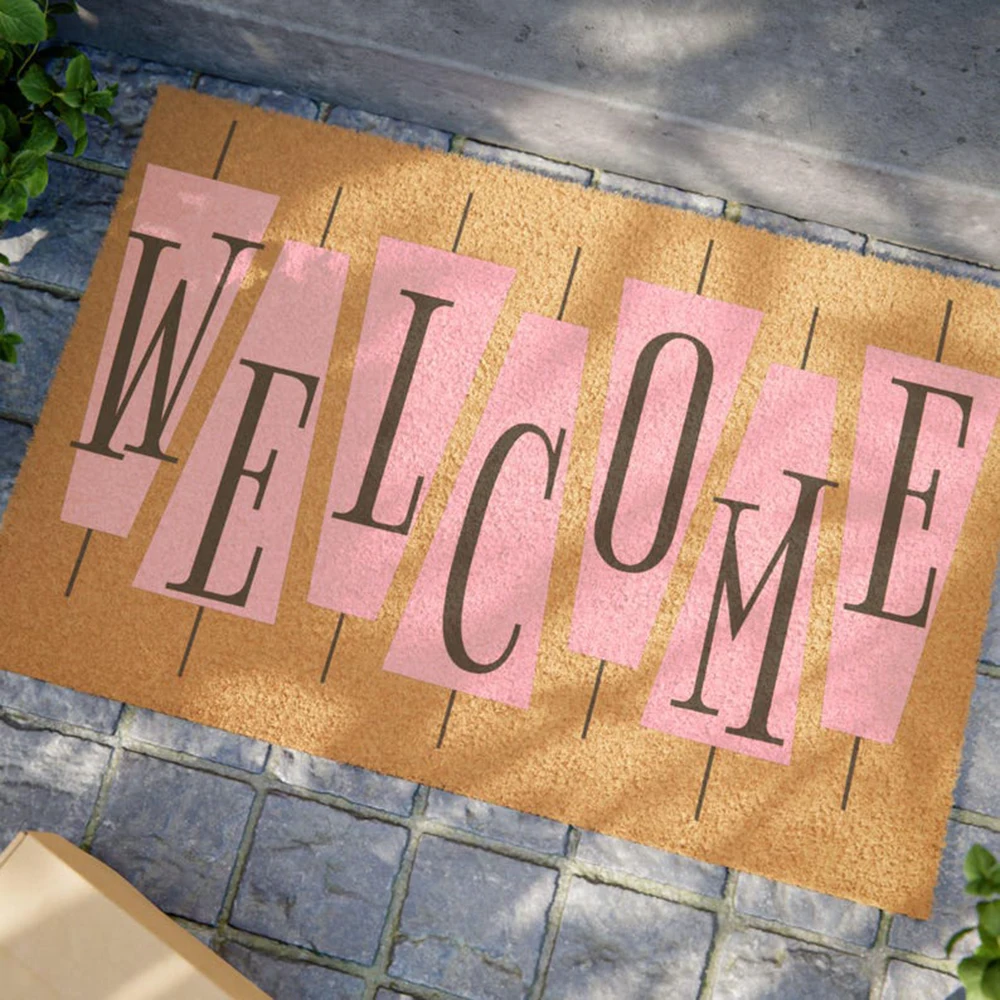 Retro Pink Cute Doormat Welcom - Century Textile & Sewing Supply Hours 评论和价格