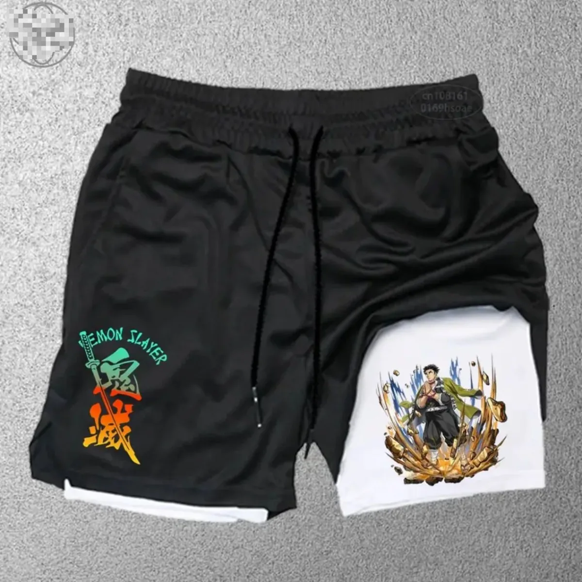 

Evil Blade Официальная коллекция Demon Slayer Спортивные шорты Принты персонажей аниме Регулируемый шнурок Графика меча Nichirin