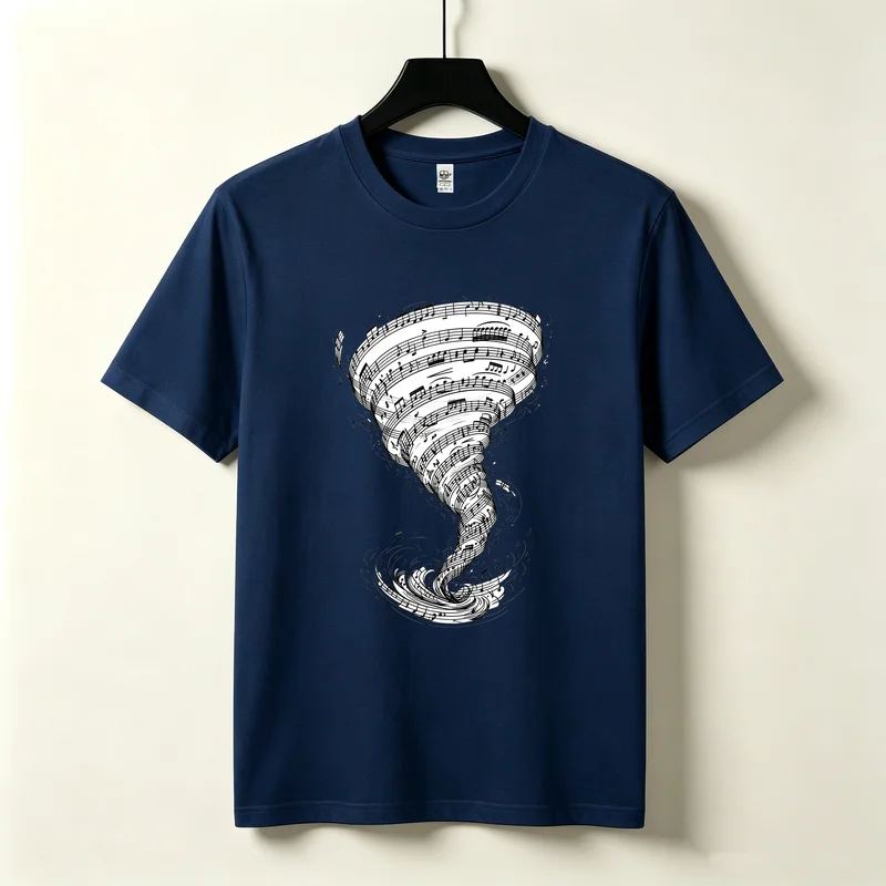 Women Music Notes Tornado Graphic T-Shirt Casual Short Sleeve Cotton Tee Vintage Music Sheet Print Streetwear Summer Top Unisex