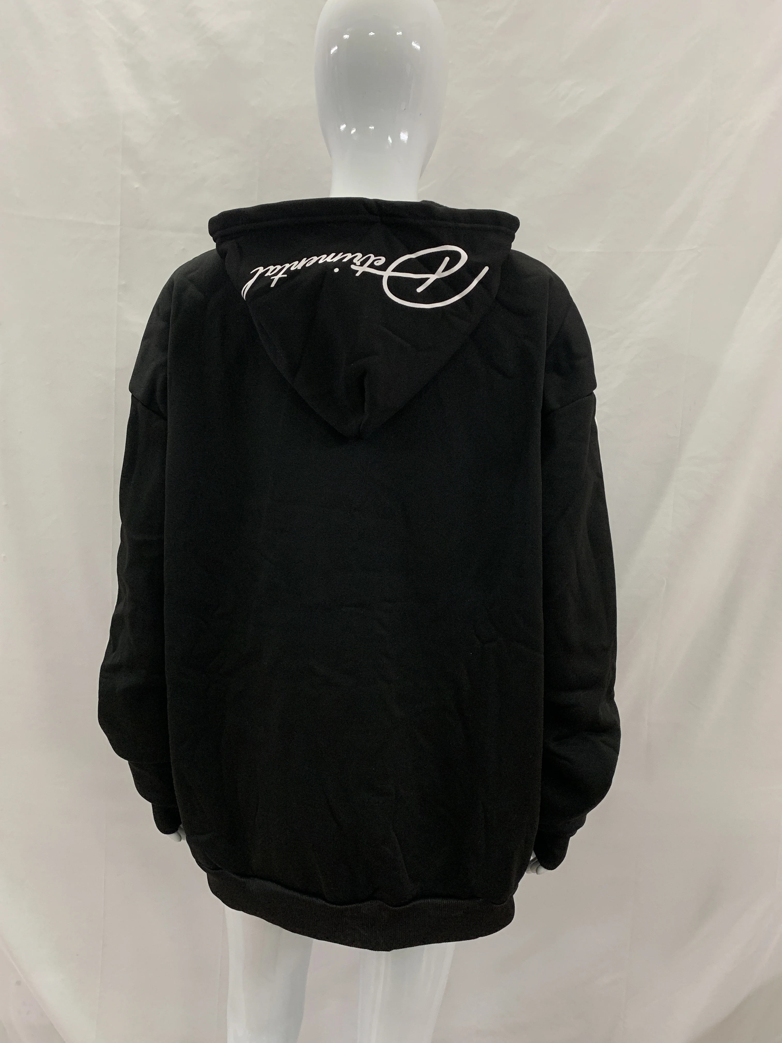 Gothic-Hoodie mit Dornen-Print und seitlichen Streifen, locker geschnitten, Y2K High Street, durchgehender Reißverschluss, Freizeitjacke für Damen und Herren – Detail 10