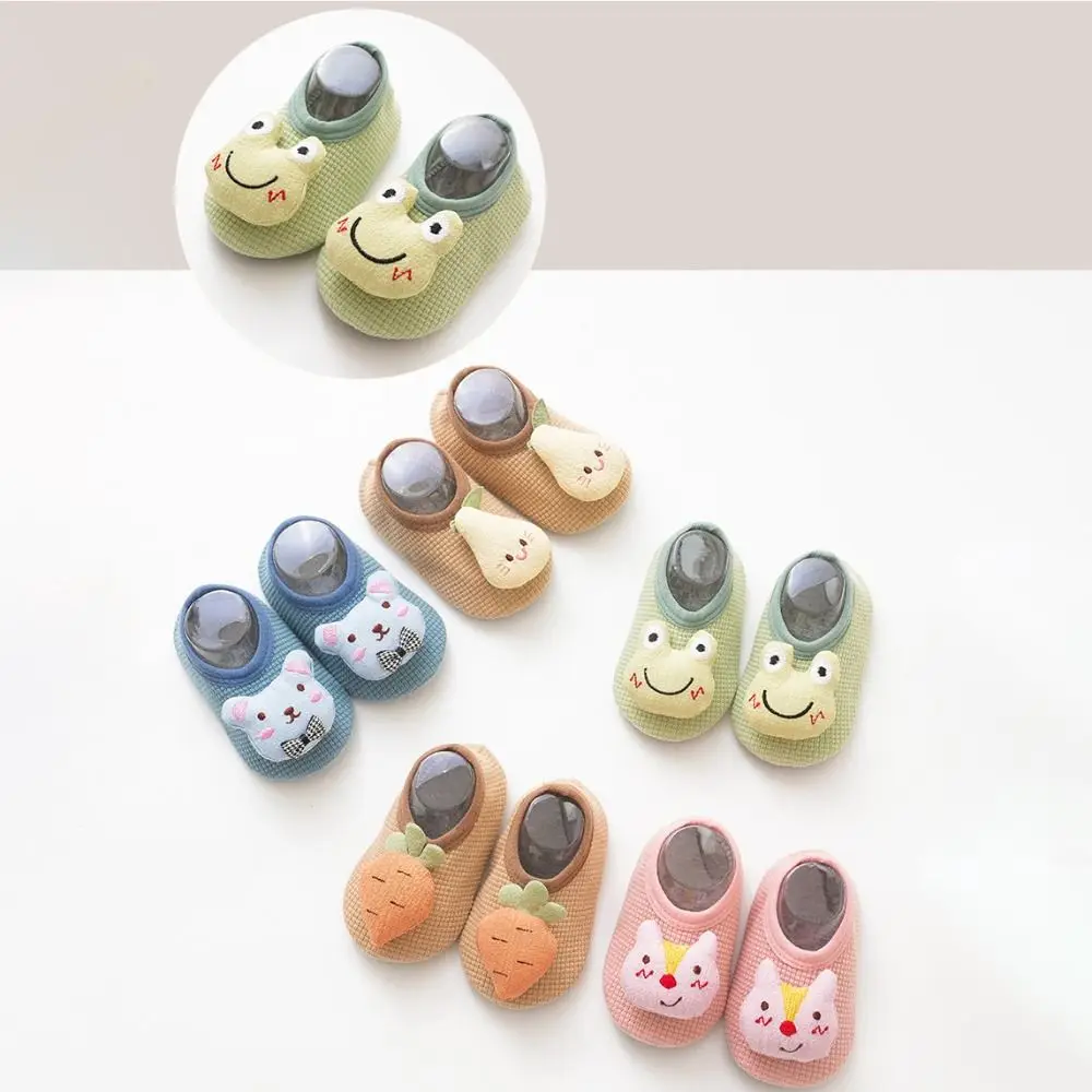 Rubber Sole Sock Shoes Warm Cushion Anti Skid Toddler Slipper Socks Cartoon Design Lightweight Walker Sneakers Autumn Winter