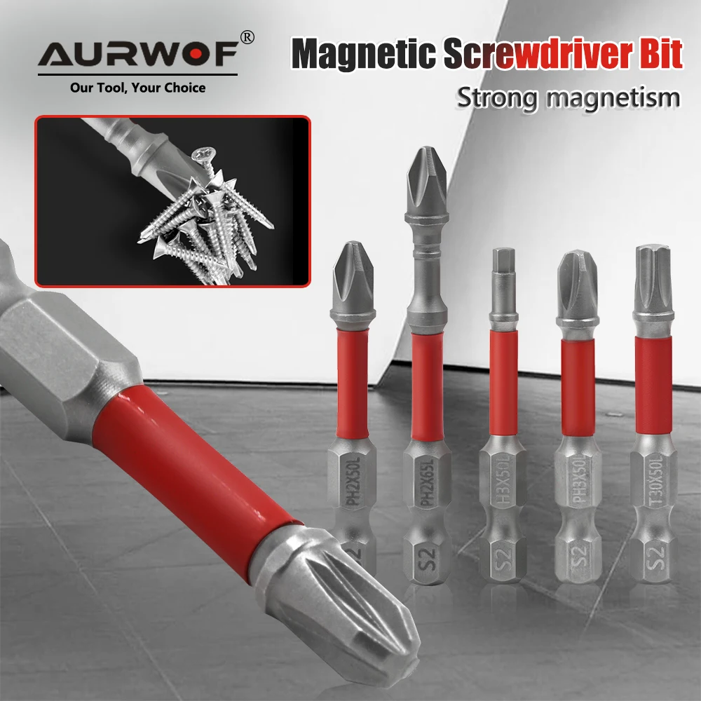AURWOF PH2 Impact Screwdriver Bit Set S2 Steel 1/4