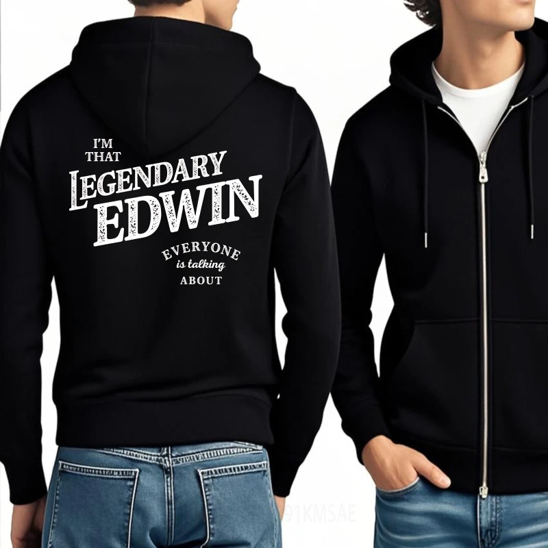 سترة بقلنسوة ربيعية للمراهقين قابلة للتنفس أنا تلك الأسطورية إدوين الجميع يتحدث عن سويت شيرت كاجوال بسحاب للأولاد #1