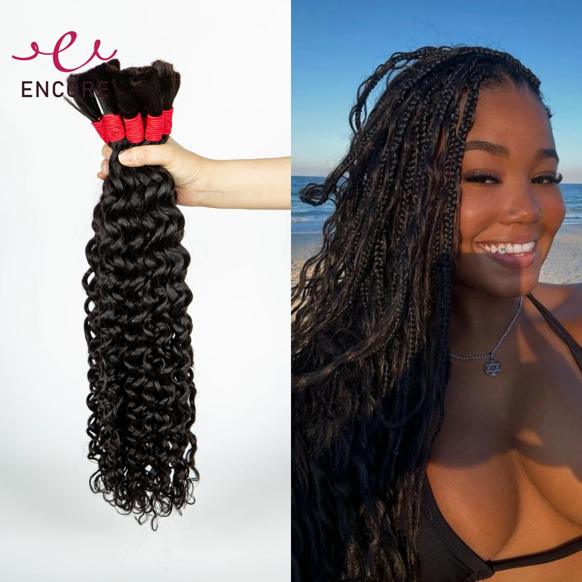 

Water Wave Curly 1 2 4 Bundles 100% Brazilian Human Hair Bundles Braiding Natural 26 28 Inch No Weft Hair Bulk for Boho Braideds