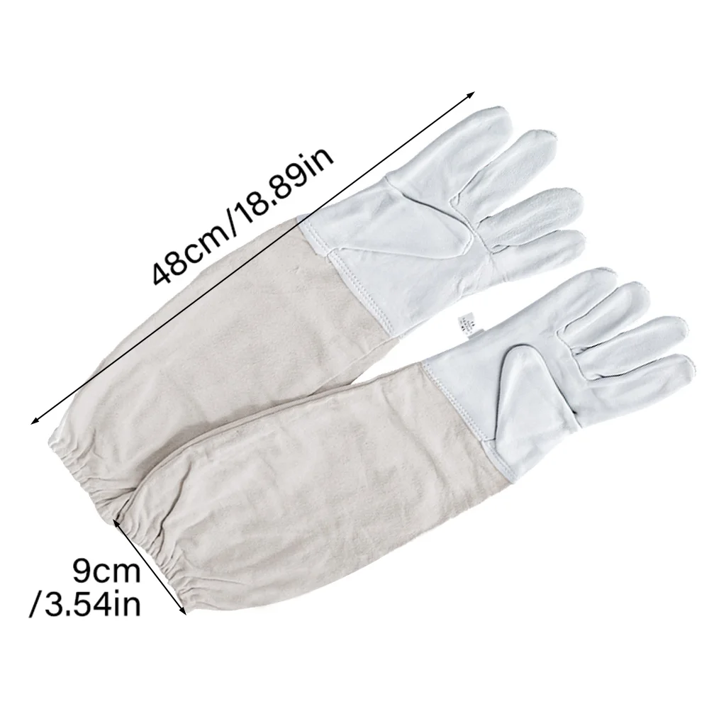 Professional Beekeeping Gloves Goatskin Palm Canvas Long Sleeve Anti Bee Sting Protective Gloves Breathable Beekeeping Tools