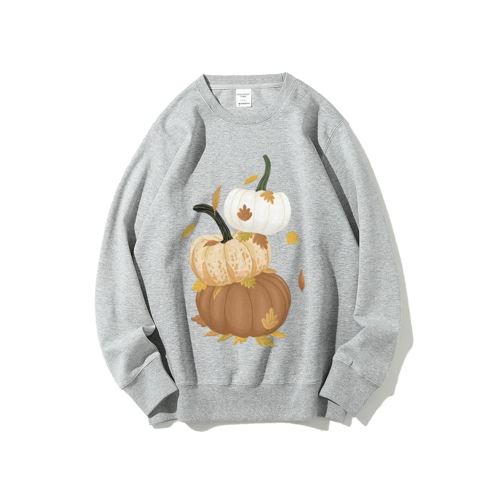 Grafisch sweatshirt Gestapelde pompoenen Herfstbladeren Print Herfst geïnspireerd Y2k Vrijetijdskleding Trendy Harvest Vibe Eenvoudige stijlkleding