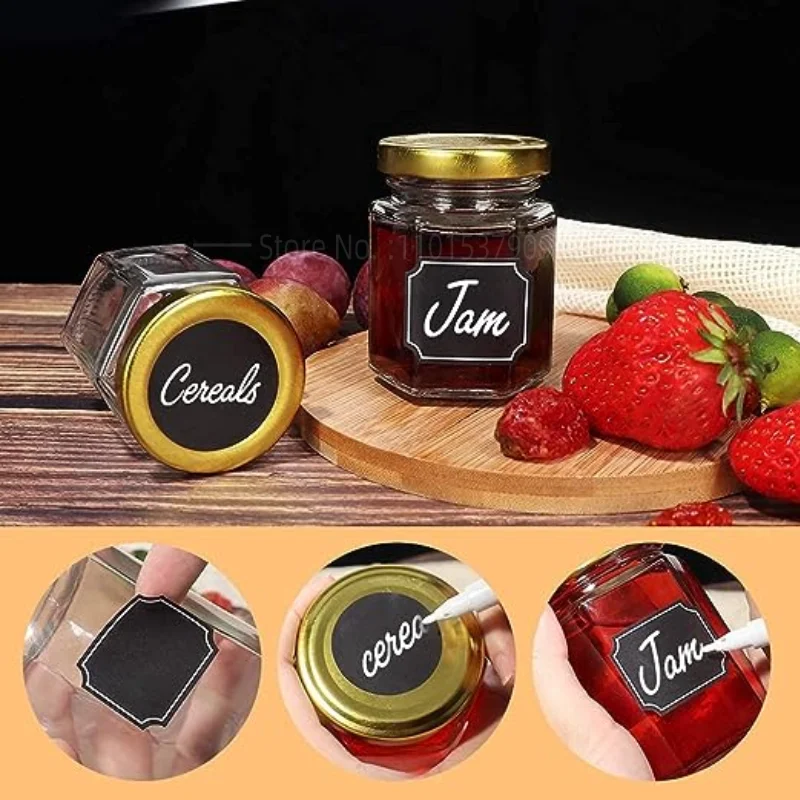 3oz 10/20PCS Hexagon Glass Jars with Golden Lids Canning Jars Containers Include 1 Chalk Pen and 80 Labels