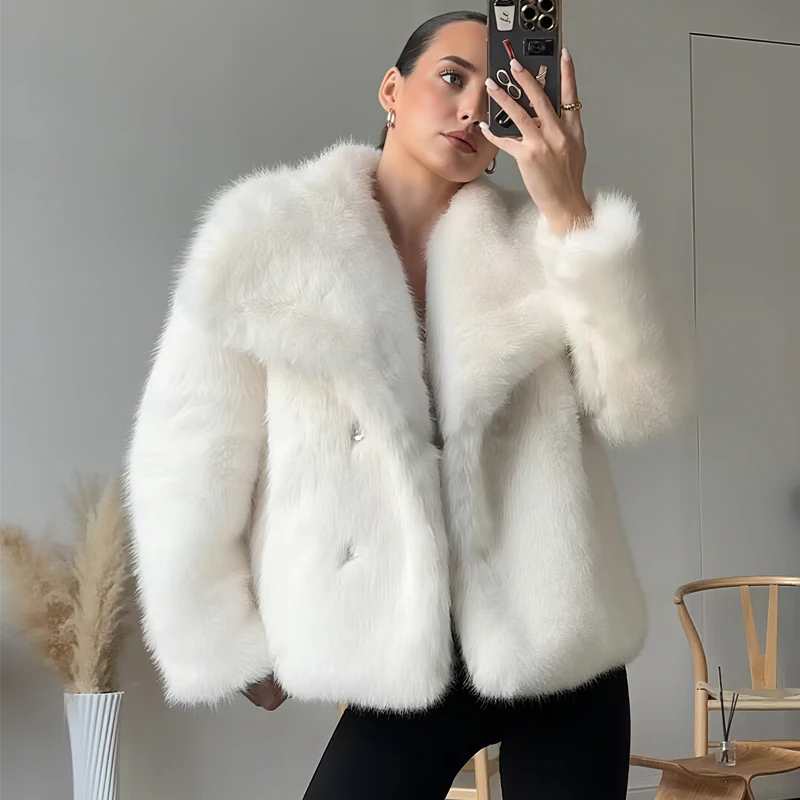 معطف نسائي من الفرو الصناعي من MUJER معطف منفوش للشتاء الدافئ سترات نسائية جديدة من القطيفة للنساء ملابس خارجية معاطف تيدي نسائية فاخرة #3