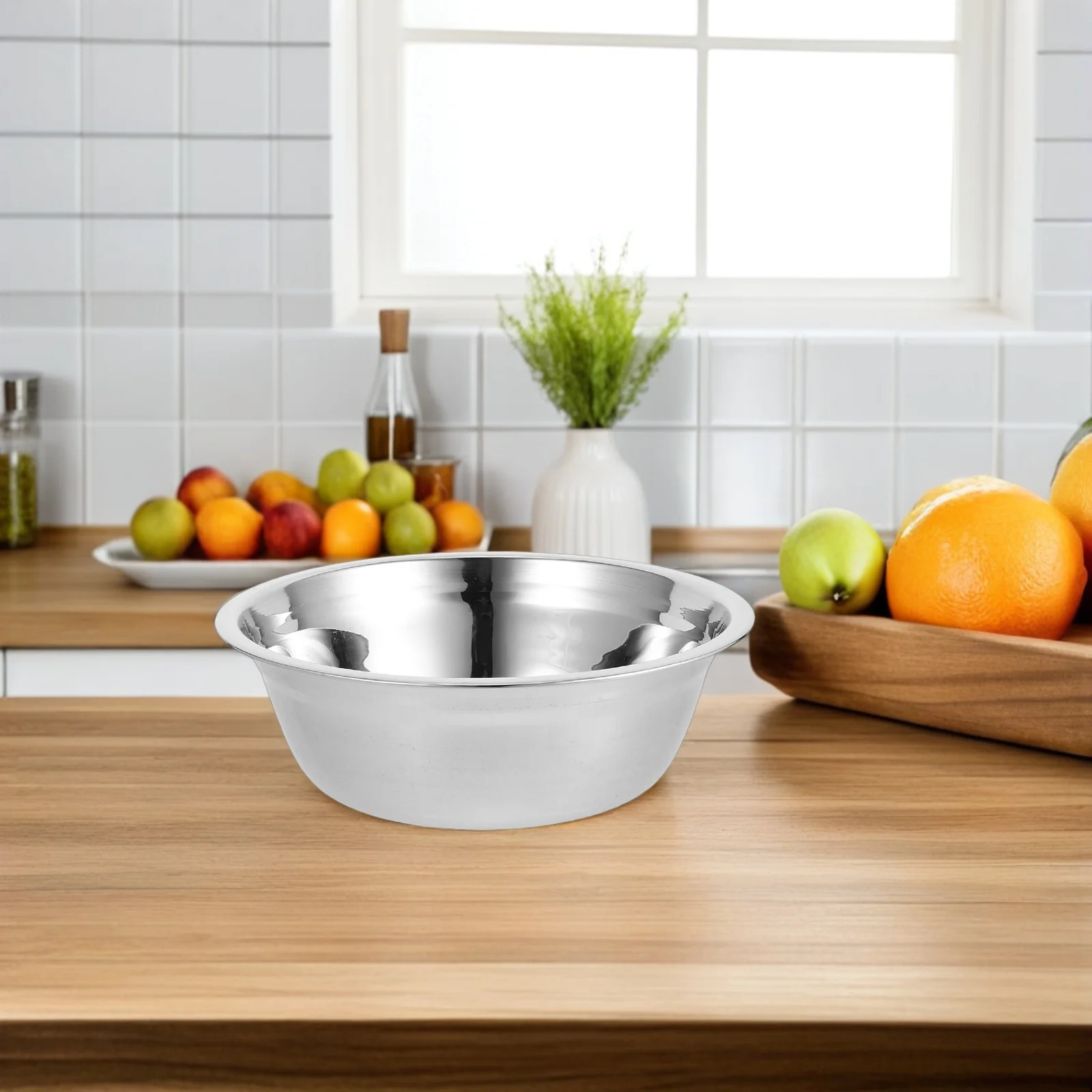 

2pcs Stainless Steel Wash Basin Large Capacity Mixing Bowl Food Prep Dishwasher Safe Multi Functional Metal Storage Serving