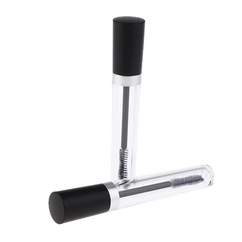 8 Ml Empty DIY Mascara Container with Cap (Black) with Wands -2Pack