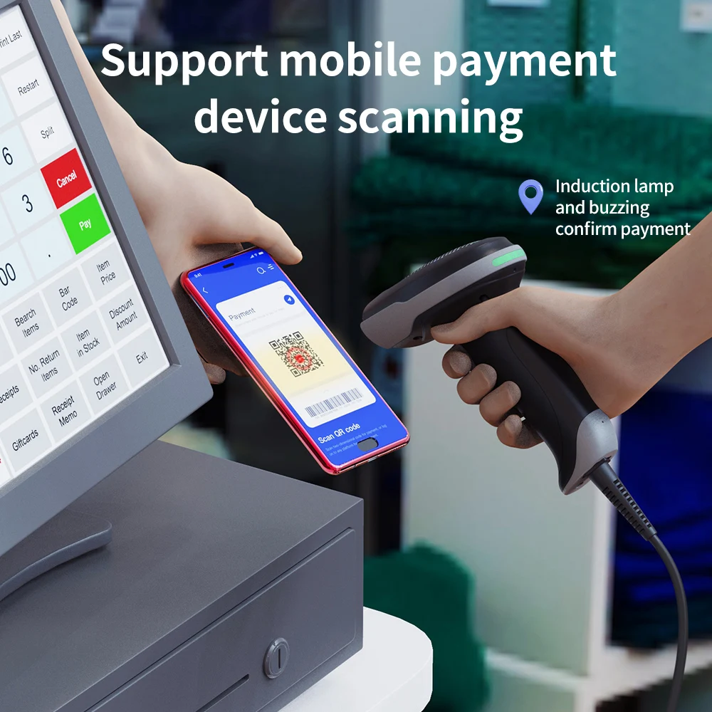 GTCODESTAR  X-1500 2D Wired Barcode Scanner USB QR Code Scanner 1D Barcode Reader for Warehouse Inventory Barcode Scannning