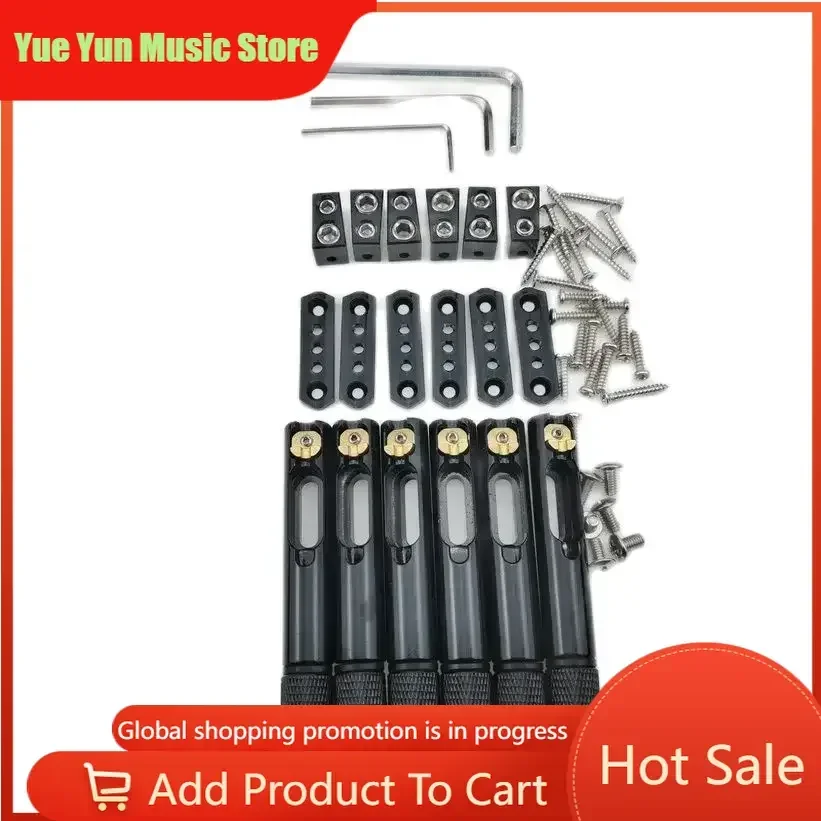 Yue Yun Music Store--Discount Hot Sale--Black Headless Bass Bridge Single Fixed Brass Fanned Fret for Bass Guitar Accessories