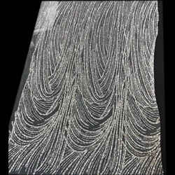 Shiny Silver Sequin Beads Tulle Embroidery Wedding Evening Dress Lace Fabric Custom Clothing Fabrics