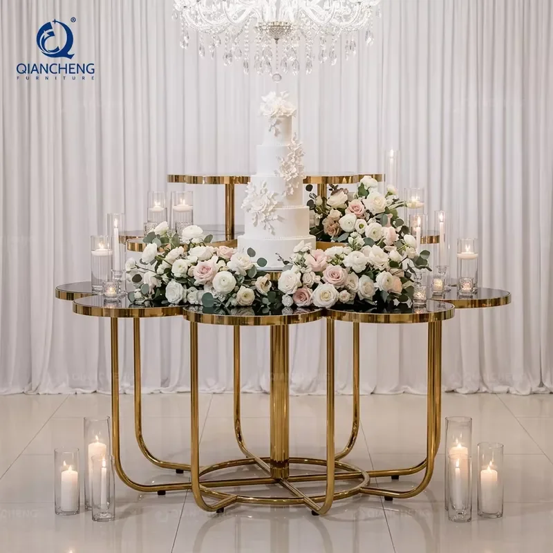 Luxury Stainless Steel Cake Stand Set Commercial Dessert Display Rack for Wedding Party Decoration Tea Table Tiered Server