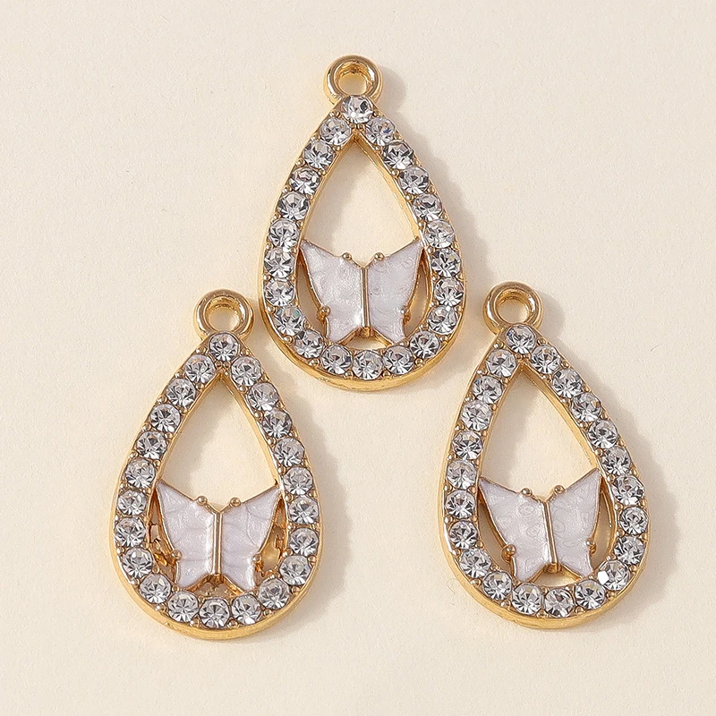 20 Stück 13x23mm Niedliche Schmetterlings-Anhänger Kristall-Wassertropfen-Anhänger für Schmuckherstellung, Anhänger, Halsketten, Ohrringe, DIY-Bastelbedarf – Detail 6