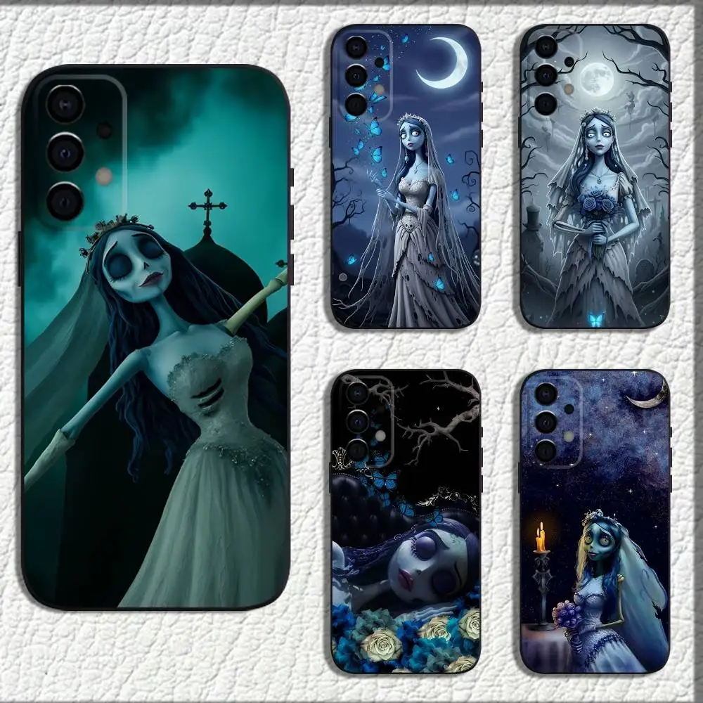 حافظة هاتف C-Corpse Movie Bride E-Emily لهاتف سامسونج جالاكسي A73,72,71,A52,51,40,41,A22,A32,31,A13,12,Note20 غلاف أسود ناعم