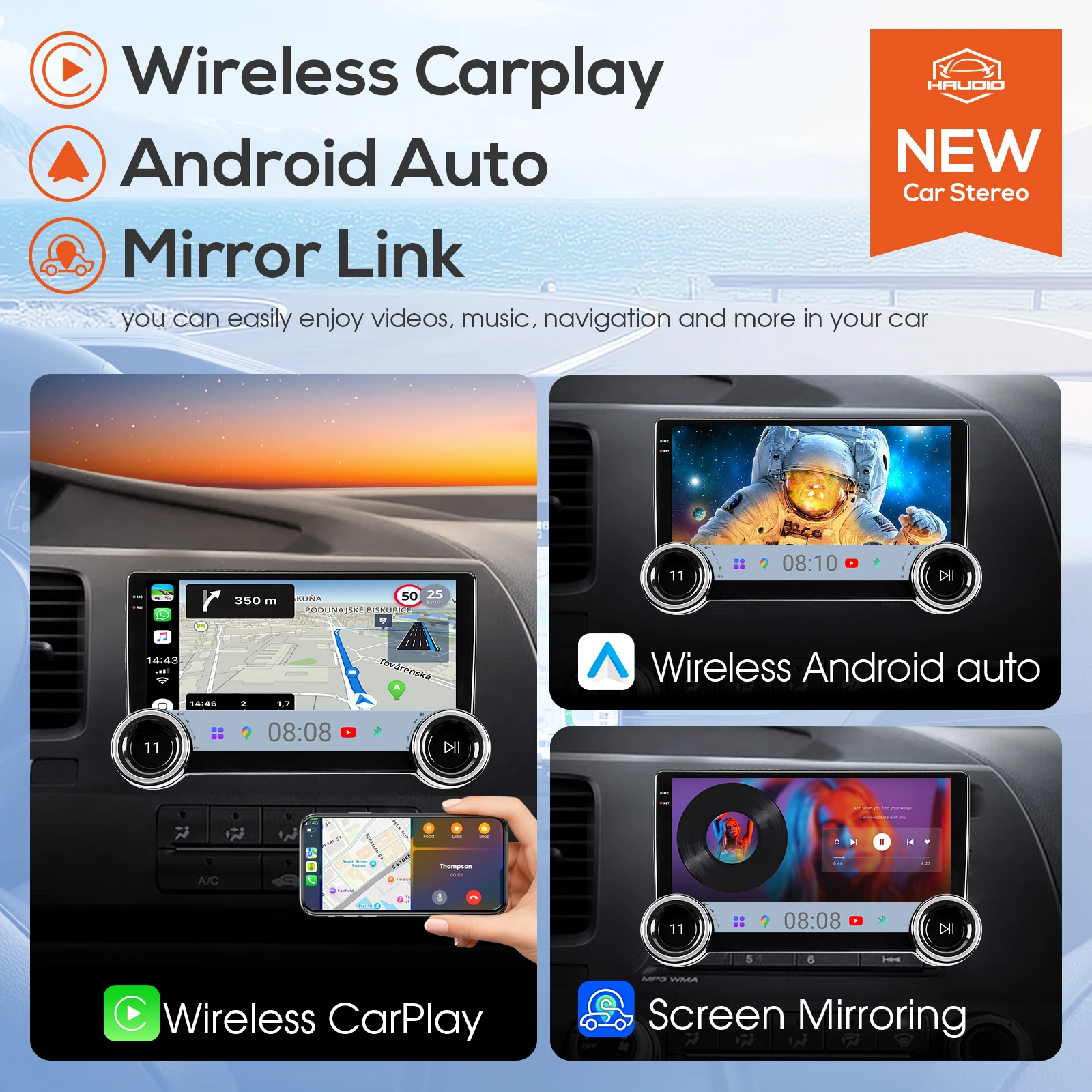 10.1 بوصة ستيريو سيارة عالمي لاسلكي 2Din راديو السيارة مع كاميرا Carplay أندرويد السيارات شاشة تعمل باللمس BT 4.1 مرآة ربط واي فاي