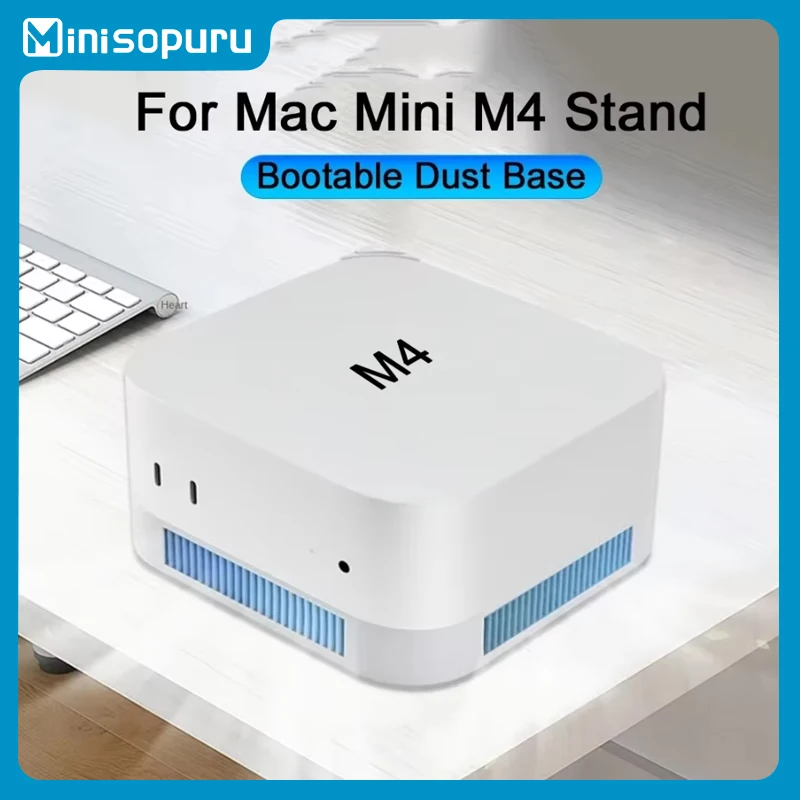 For Mac Mini M4 2024 Stand Dustproof Top Power Button Ventilation Cooling Base for Mac Mini M4 /M4 Pro Desktop Holder Accessorie