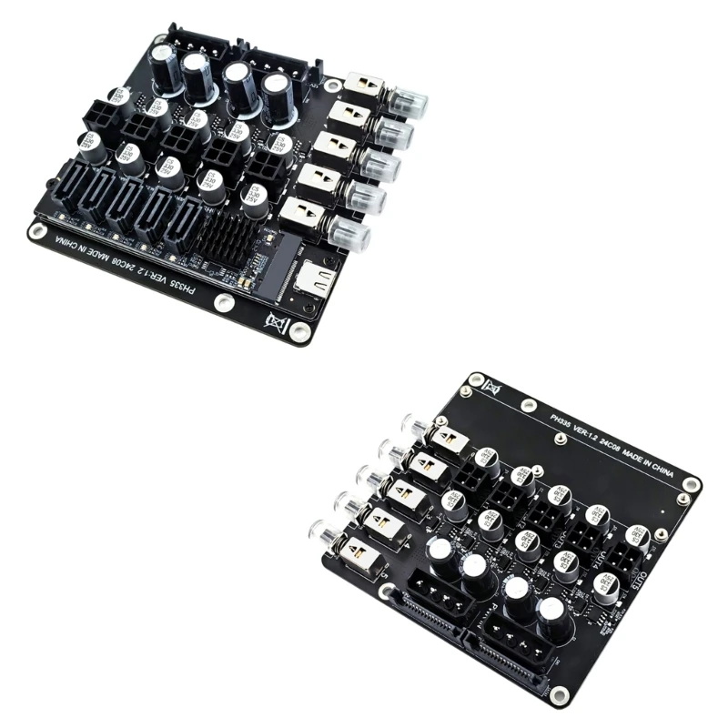 2x 4Pin to 4Pin 5/12V Power Distribution Switching with Hard Disk Drive Slots for Efficient Systems Management Module Adapter