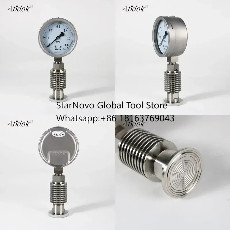 2026 Hot！ High Accuracy Instruments Stainless Steel 50.5mm Clamp Shockproof 304 Manometer for Sanitary Industry Diaphragm