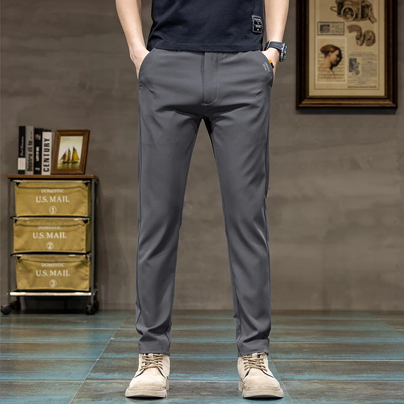 Men\'s Spring Autumn Fashion Business Casual Long Black Pants Suit Pants Male Elastic Straight Formal Trousers New Style