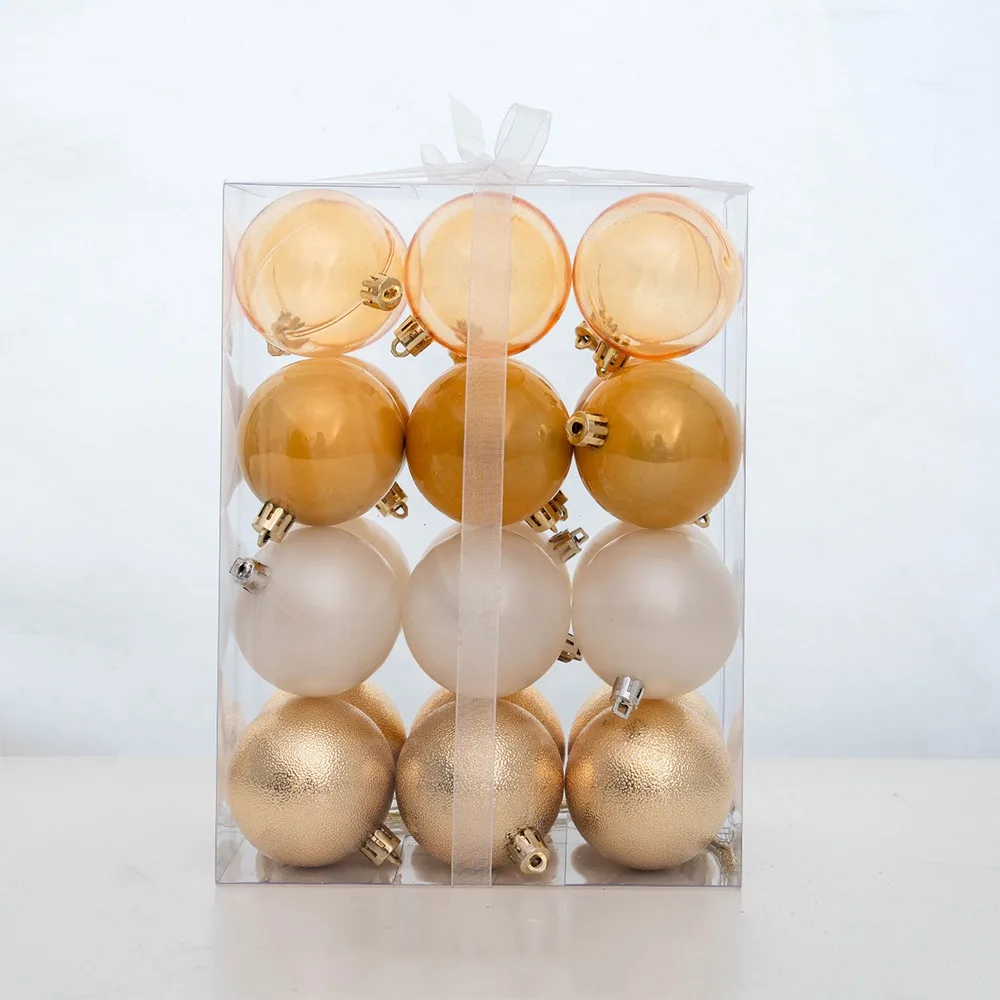 

24pcs/set 6cm Christmas Hanging Ball Electroplated Shatterproof Christmas Baubles Plastic Colorful Xmas Tree Ornaments