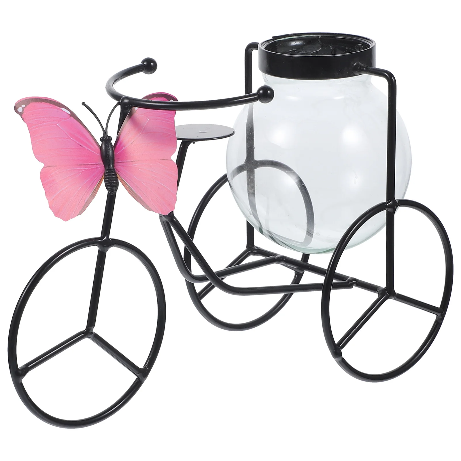 

Iron Art Frame Vases Flower Arrangement Pedicab Glass Dried Adornment Rack Hydroponic Home Decor Plant Holder