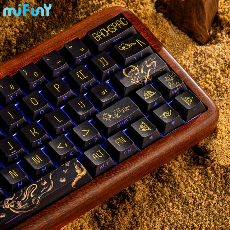 

MiFuny 130 Keys Keycaps Set Dunhuang Road OEM Side Engraved PBT Translucent Point Key Caps Mechanical Keyboard Rainy75 Crush80