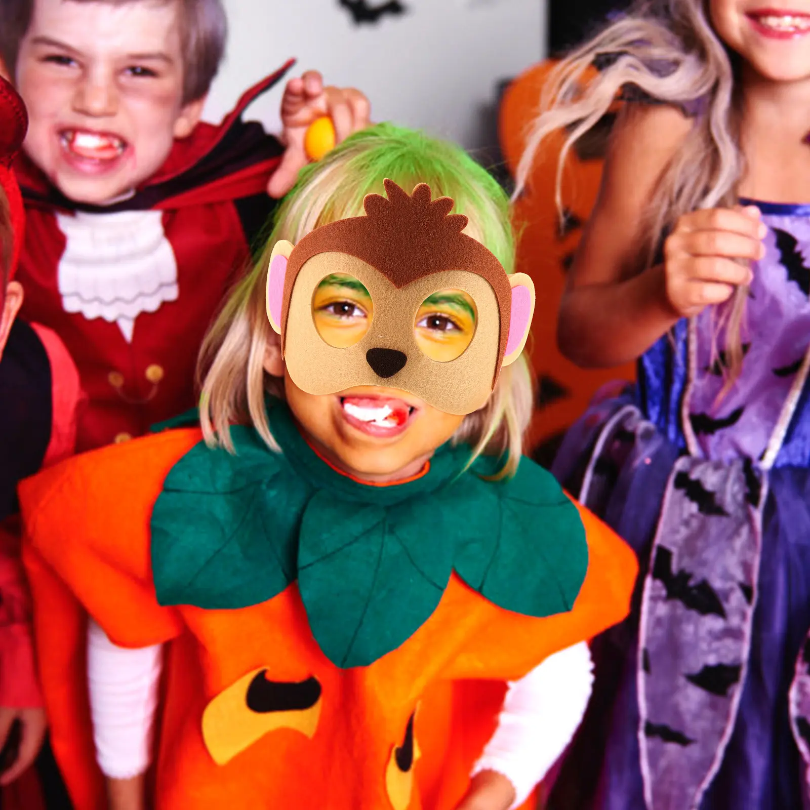12Pcs Decorative Animal Mask Set for Kids Halloween Festival Party Cosplay Masquerade Carnival Adorable Cartoon Monkey Mask