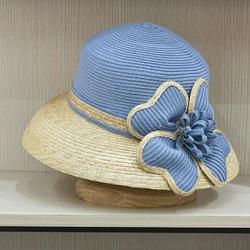 High quality Japanese fine wheat grass handmade big flower beach holiday casual basin hat delicate fashion shade shade straw hat