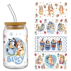 Miniso Cute Dog UV DTF Cup Wrap Transfers 16oz Cartoon Dog Sticker Decals UV DTF Cup Wraps Transfers for Glass Cups