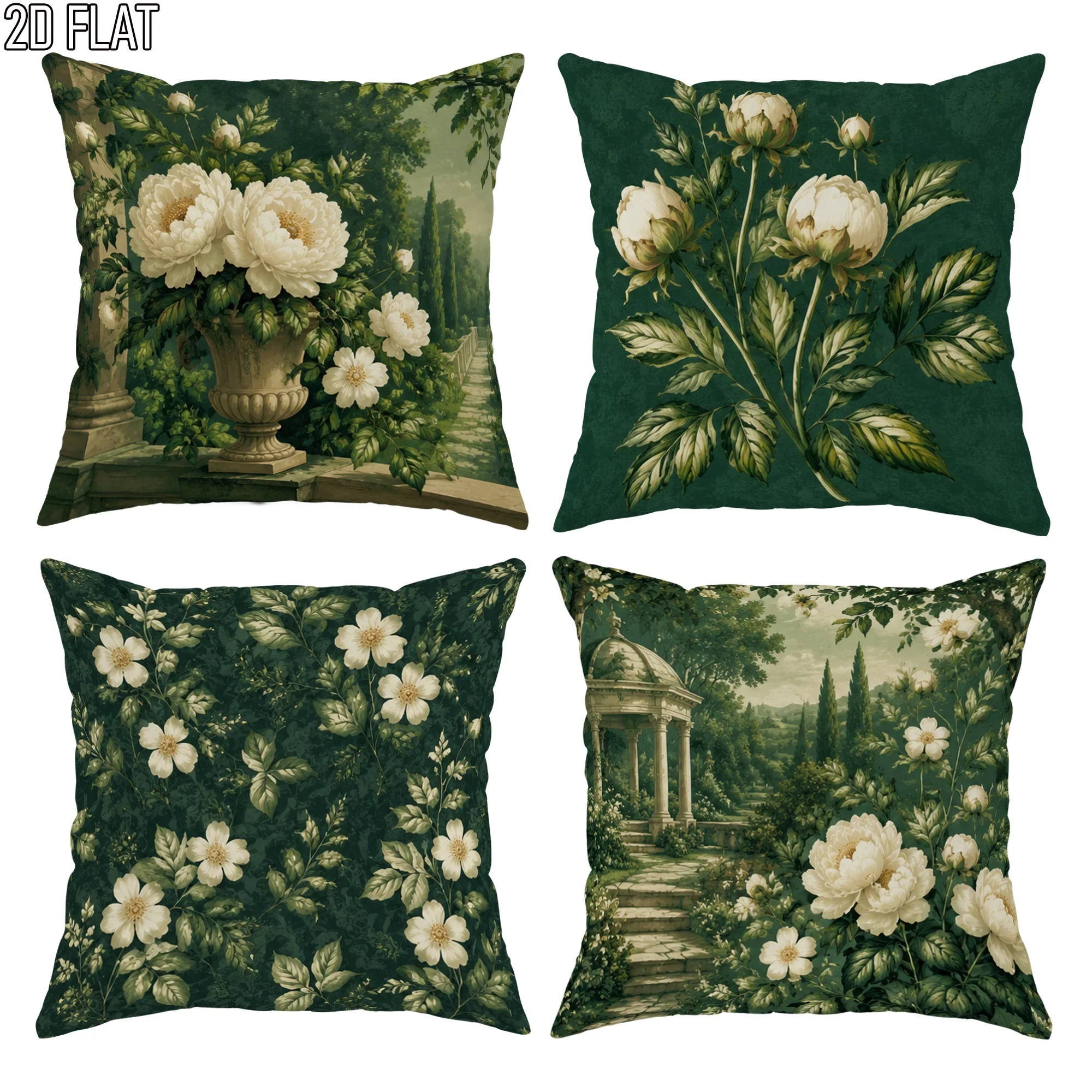 Luxury Floral Botanical Print Pillowcases Set 4pcs Cottagecore Garden Decor Throw Pillow Cover 45x45cm Home Accent