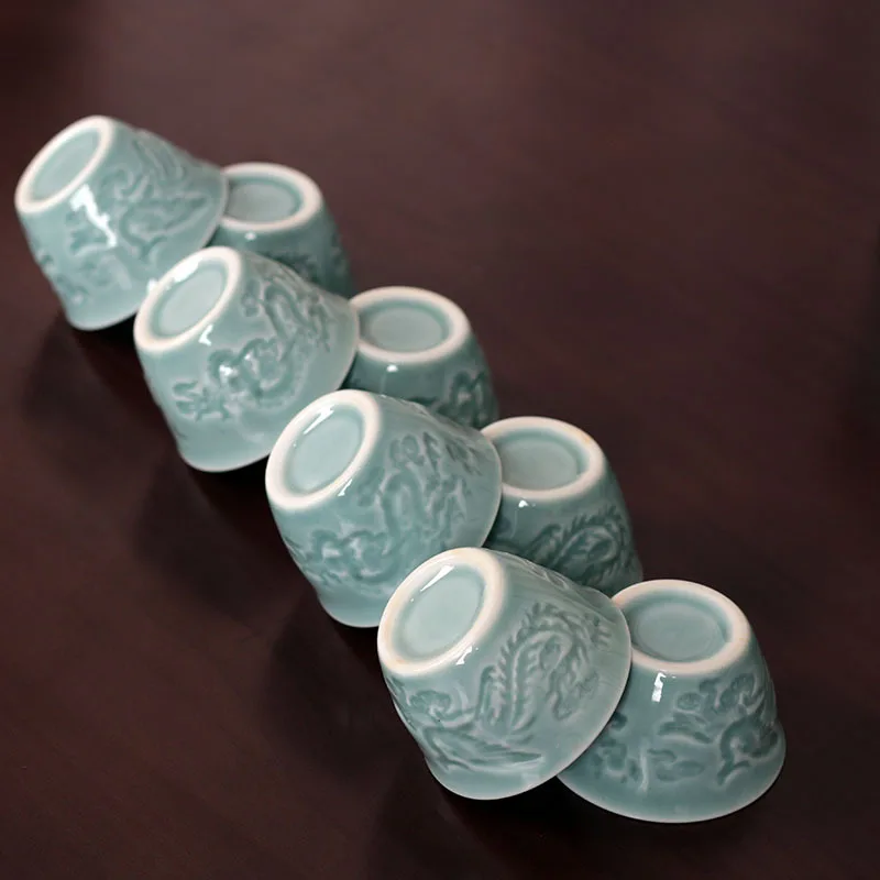 

Yue печь Celadon чайный набор кунг-фу с цветком сливы Celadon, полный набор чашек, чайные чашки, горшки, коврики, простые японские G