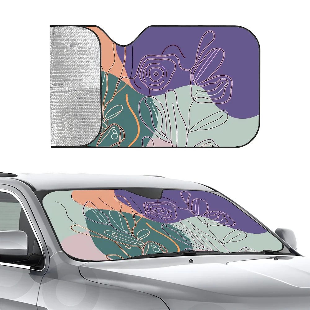 

Минималистичный абстрактный художественный автомобиль SunSha, трехслойная изоляция, переднее лобовое стекло автомобиля, солнцезащитные блоки на присоске, УФ-лучи, солнце