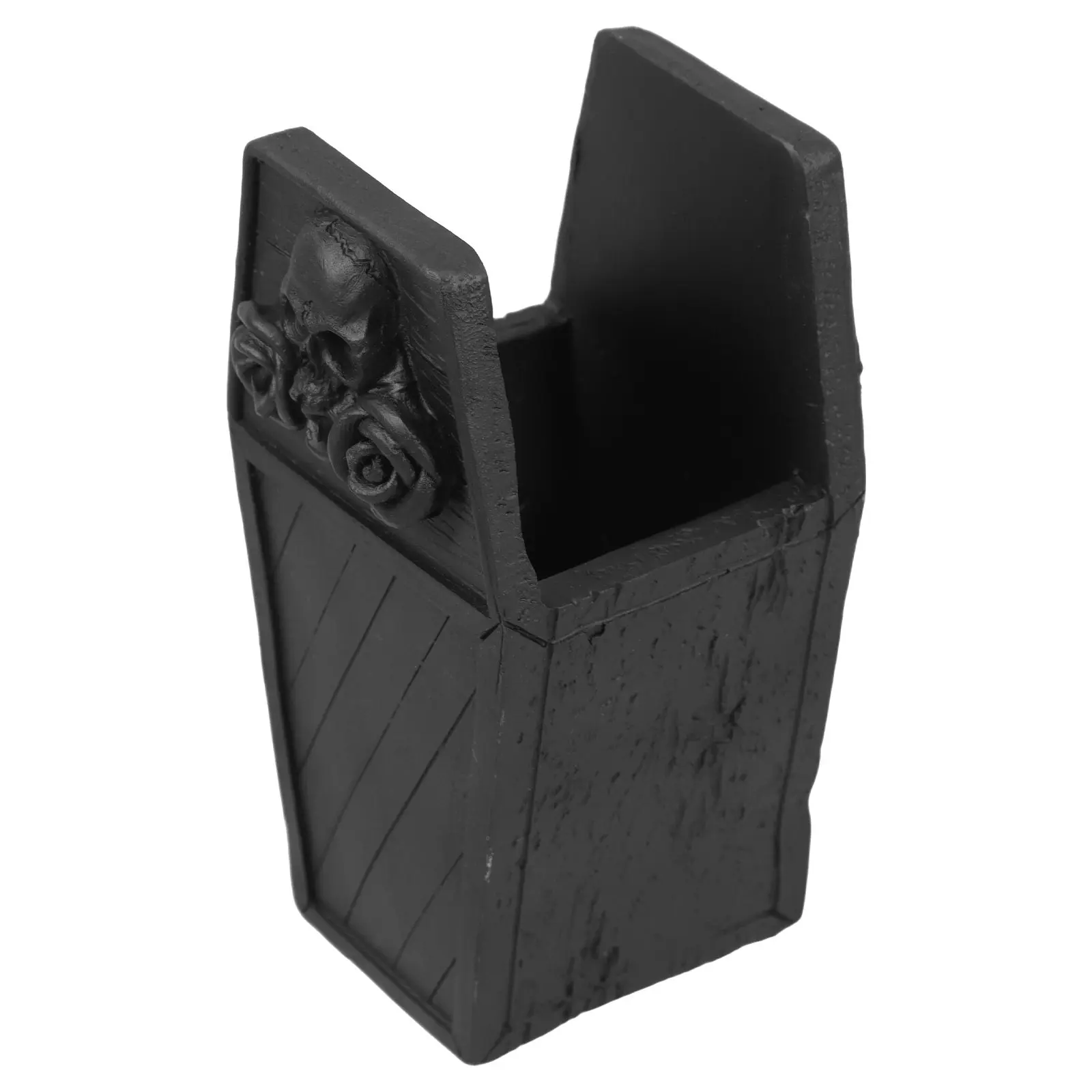 Gothic Coffin Resin Desktop Organizer Skull Theme Pen Holder Brush Stand for Makeup Pencils Stationery Spooky Halloween Home