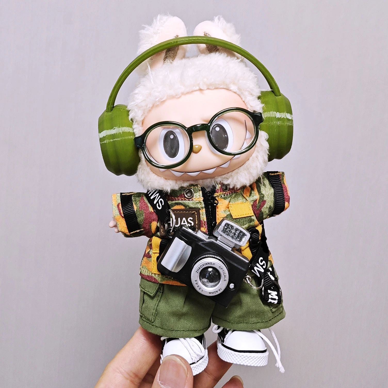 For Labubu High Quality Doll Clothing 15-17CM Trendy Camouflage Work Pants Set Labubu Universal Clothing