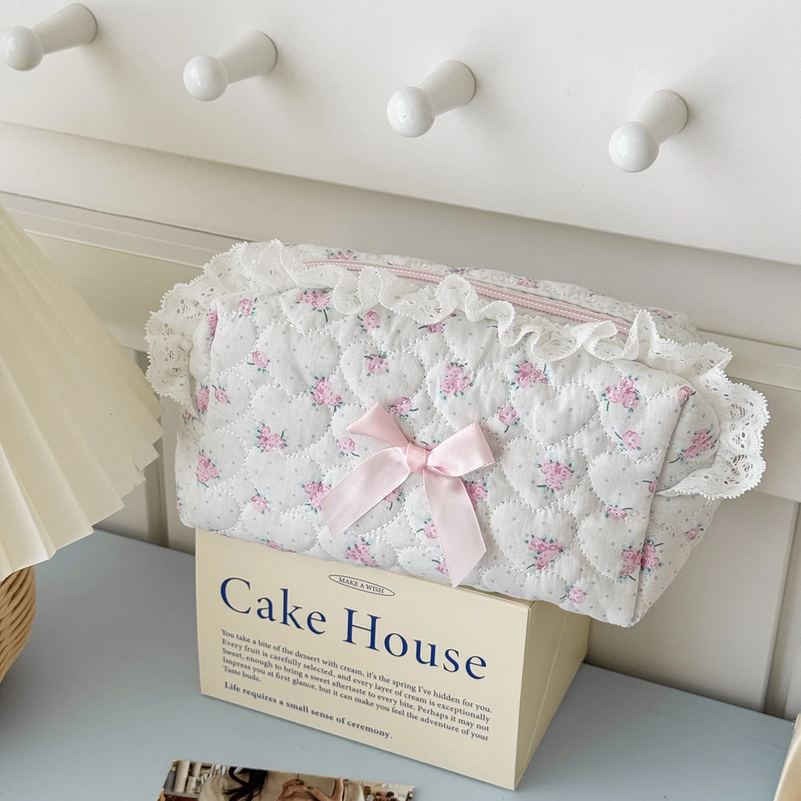 الجملة زهرة المرأة الدانتيل حقيبة ماكياج صغيرة السفر المنظم حقيبة يد التجميل الحقيبة الفتيات لطيف القوس مربع سستة المحفظة أكياس