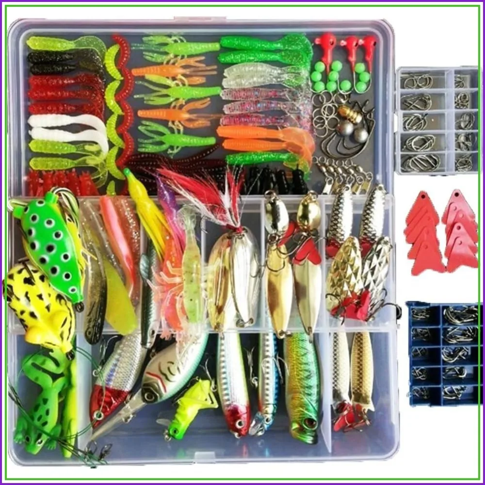 

275-Piece Fishing Lure Kit - Frogs, Spoons, Grasshoppers for Bass, Trout, Salmon