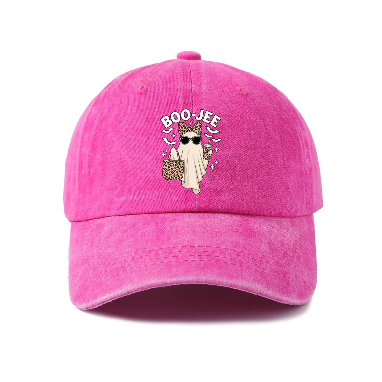 Vintage Washed Fashion Ghost Graphic Baseball Cap, Adjustable Unisex Dad Hat, Funny Halloween Gift