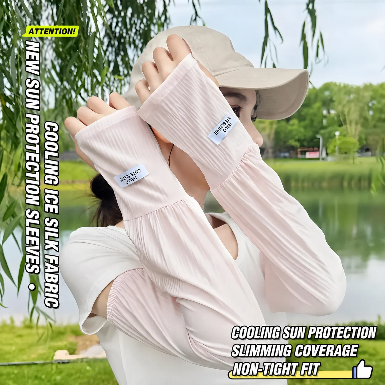 Arm Covers Loose Loose Arm Sleeves Ice Silk Arm Sleeves Solid Color For Driving Commute Daily Shopping Hiking