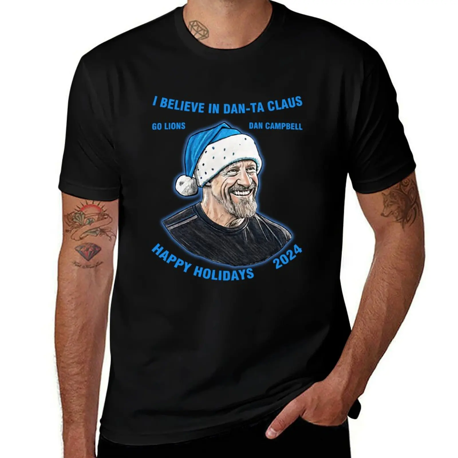 

Dan Campbell Christmas T-Shirt sports fans Louboutins black t-shirts for men