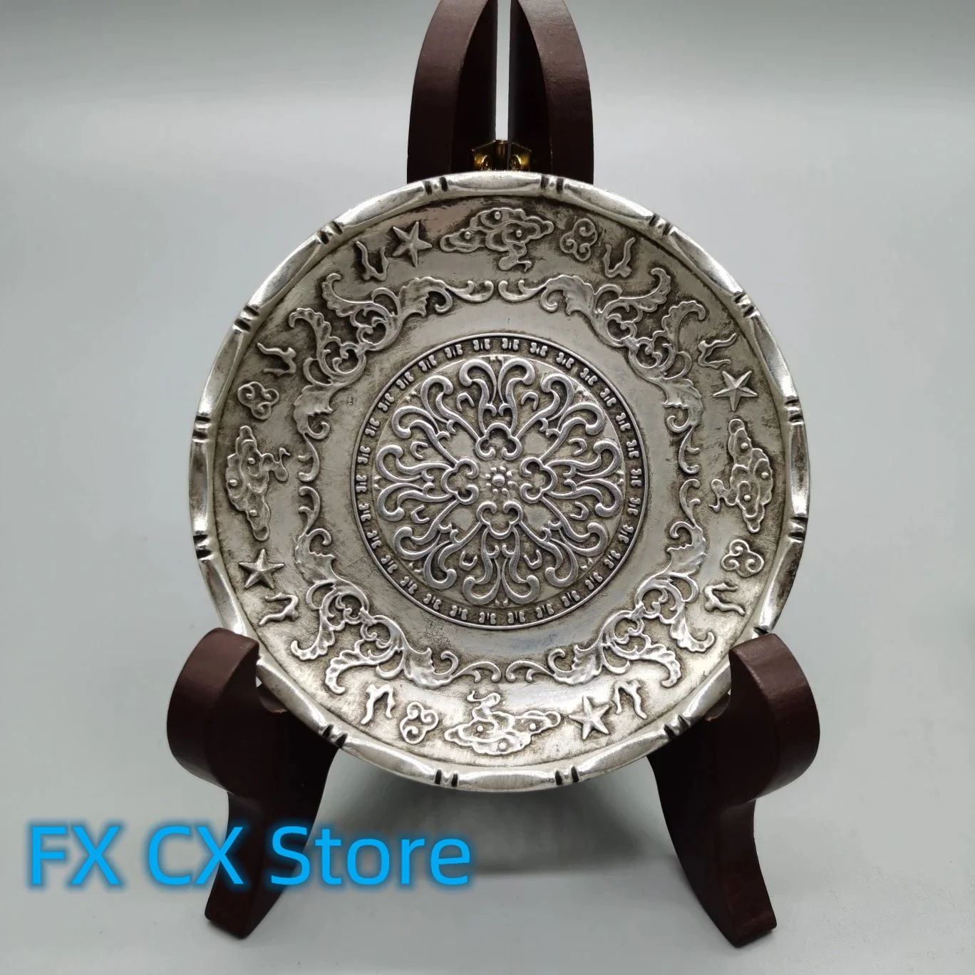 

Collect China Fine Workmanship Tibetan Silver White Copper Sculpture Good Luck Dish Metal Crafts Home Decoration