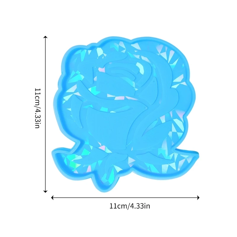 Molde posavasos silicona con flor cristal, posavasos holográficos moldes resina, tapete taza flor del