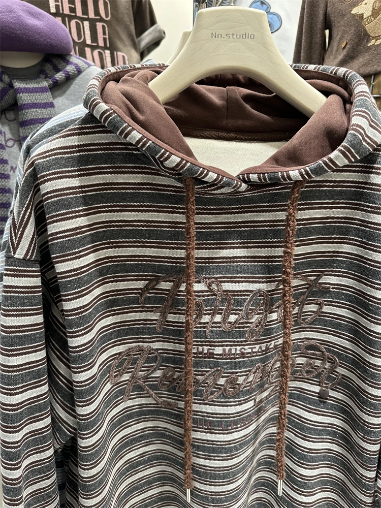 Colorblock المشارب المرأة البلوز جديد الخريف الشتاء رشاقته الصوف قناع السترة أعلى خطابات التطريز طويلة الأكمام هوديس